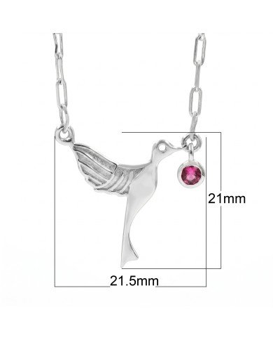 Elegant Ruby Bird Pendant | 925 Sterling Silver Women’s Jewelry