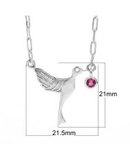 Elegant Ruby Bird Pendant | 925 Sterling Silver Women’s Jewelry