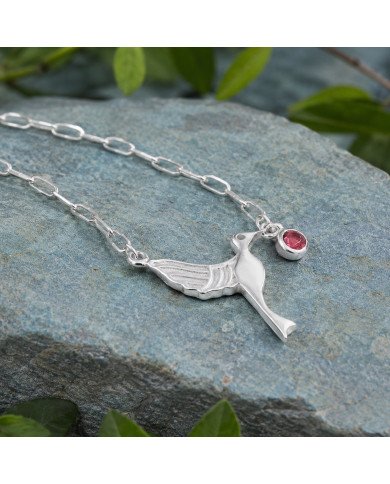 Elegant Ruby Bird Pendant | 925 Sterling Silver Women’s Jewelry
