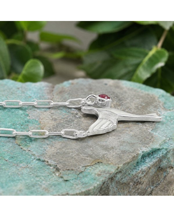 Elegant Ruby Bird Pendant | 925 Sterling Silver Women’s Jewelry