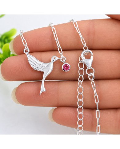 Elegant Ruby Bird Pendant | 925 Sterling Silver Women’s Jewelry