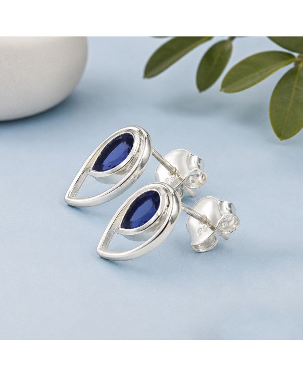 Tanzanite Stud Earrings | 925 Sterling Silver Handmade Jewelry
