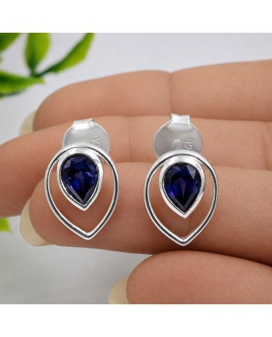 Tanzanite Stud Earrings | 925 Sterling Silver Handmade Jewelry
