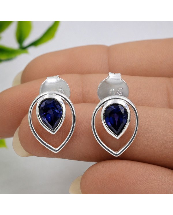 Tanzanite Stud Earrings | 925 Sterling Silver Handmade Jewelry