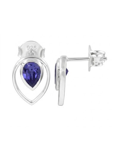 Tanzanite Stud Earrings | 925 Sterling Silver Handmade Jewelry
