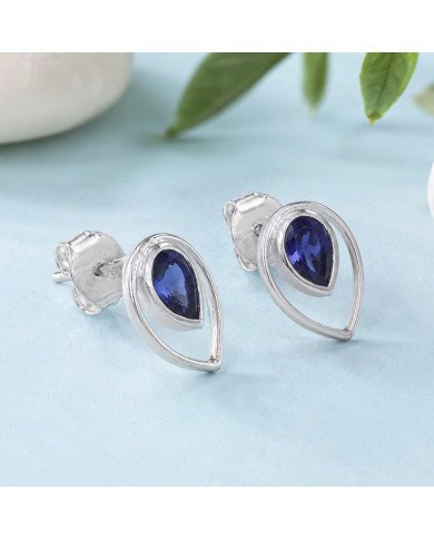 Tanzanite Stud Earrings | 925 Sterling Silver Handmade Jewelry