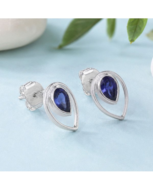 Tanzanite Stud Earrings | 925 Sterling Silver Handmade Jewelry