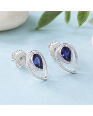Tanzanite Stud Earrings | 925 Sterling Silver Handmade Jewelry