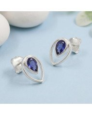 Tanzanite Stud Earrings | 925 Sterling Silver Handmade Jewelry