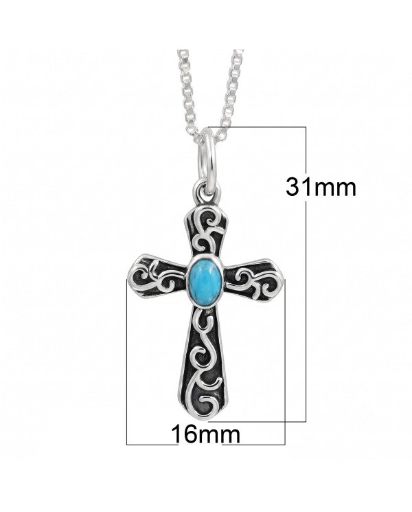 925 Sterling Silver Arizona Turquoise Cross Pendant | Gift for Her & Him