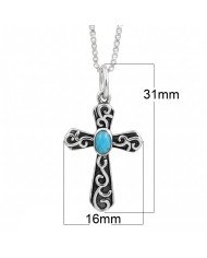 925 Sterling Silver Arizona Turquoise Cross Pendant | Gift for Her & Him