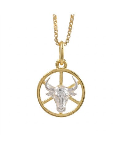 Two Tone Taurus Zodiac Pendant | 925 Sterling Silver Astrology Gift