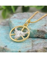 Two Tone Taurus Zodiac Pendant | 925 Sterling Silver Astrology Gift