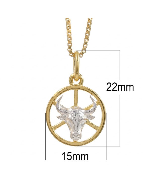 Two Tone Taurus Zodiac Pendant | 925 Sterling Silver Astrology Gift