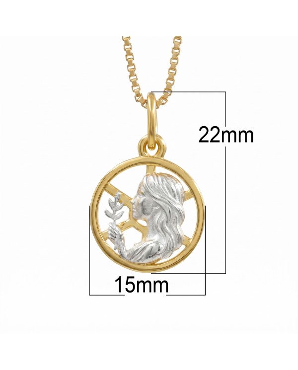 Two Tone Virgo Zodiac Pendant | 925 Sterling Silver Astrology Gift