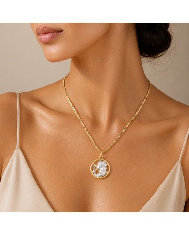 Two Tone Virgo Zodiac Pendant | 925 Sterling Silver Astrology Gift