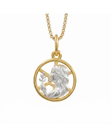 Two Tone Virgo Zodiac Pendant | 925 Sterling Silver Astrology Gift