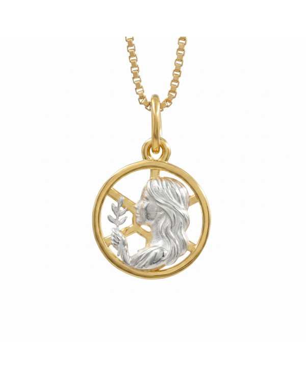 Two Tone Virgo Zodiac Pendant | 925 Sterling Silver Astrology Gift