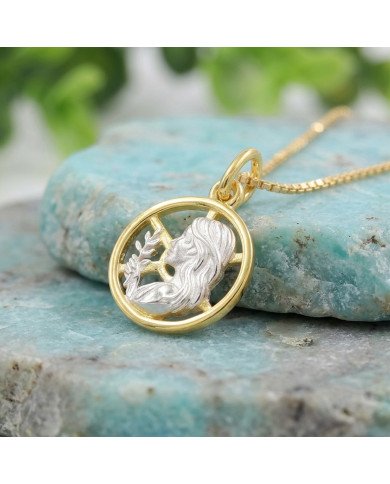 Two Tone Virgo Zodiac Pendant | 925 Sterling Silver Astrology Gift