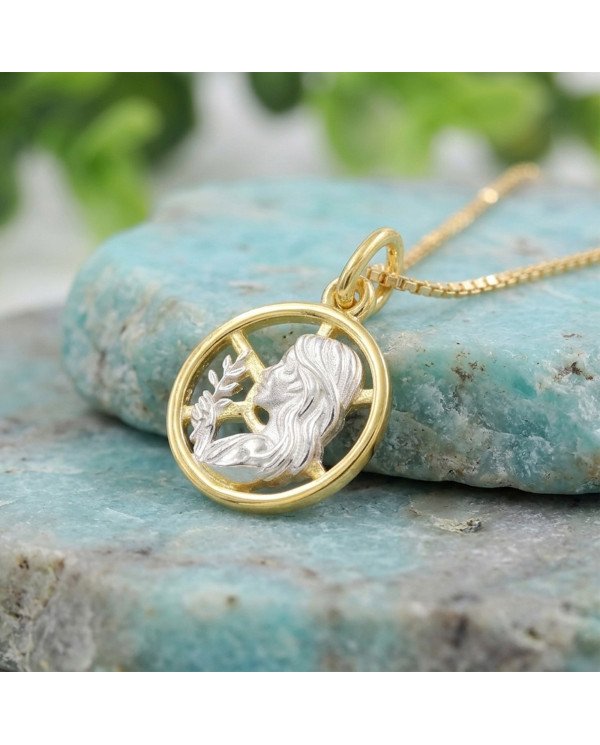 Two Tone Virgo Zodiac Pendant | 925 Sterling Silver Astrology Gift