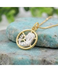 Two Tone Virgo Zodiac Pendant | 925 Sterling Silver Astrology Gift