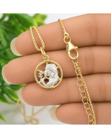 Two Tone Virgo Zodiac Pendant | 925 Sterling Silver Astrology Gift
