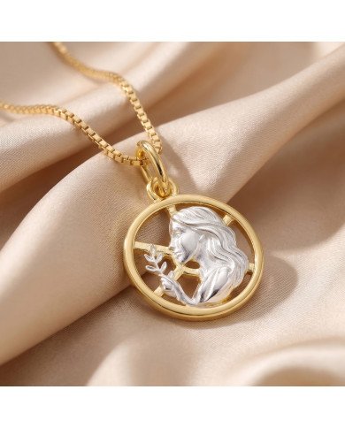 Two Tone Virgo Zodiac Pendant | 925 Sterling Silver Astrology Gift