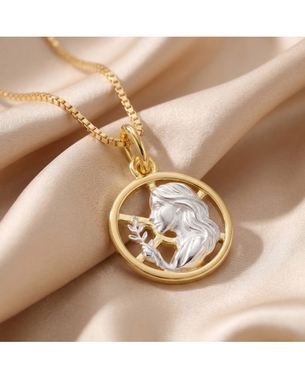 Two Tone Virgo Zodiac Pendant | 925 Sterling Silver Astrology Gift
