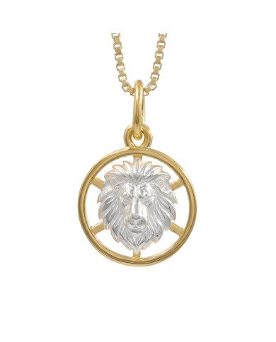 Two Tone Leo Zodiac Pendant | 925 Sterling Silver Astrology Gift