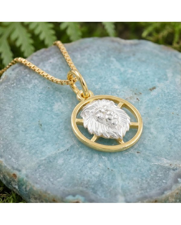 Two Tone Leo Zodiac Pendant | 925 Sterling Silver Astrology Gift