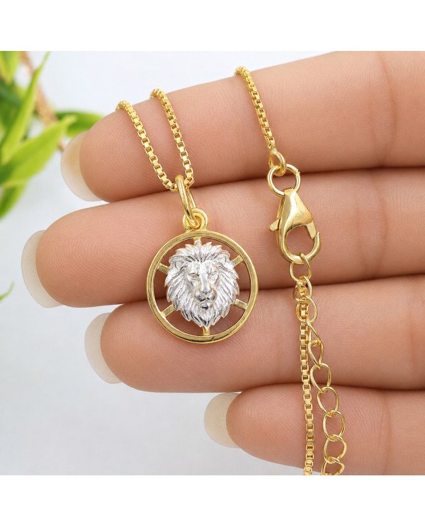 Two Tone Leo Zodiac Pendant | 925 Sterling Silver Astrology Gift