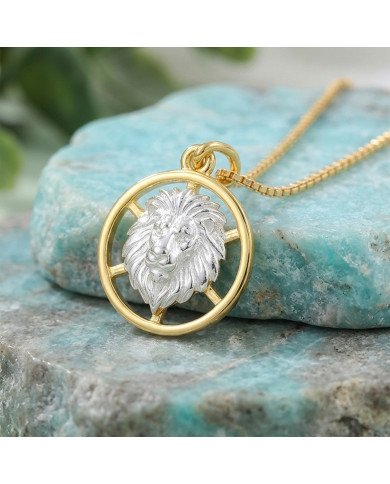 Two Tone Leo Zodiac Pendant | 925 Sterling Silver Astrology Gift