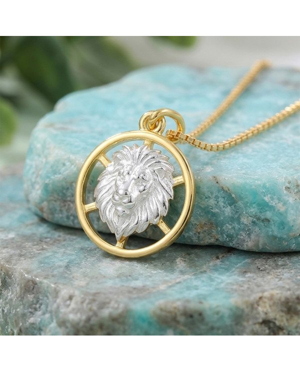 Two Tone Leo Zodiac Pendant | 925 Sterling Silver Astrology Gift