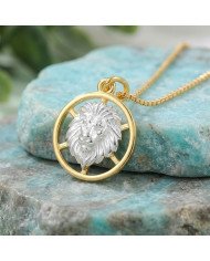 Two Tone Leo Zodiac Pendant | 925 Sterling Silver Astrology Gift