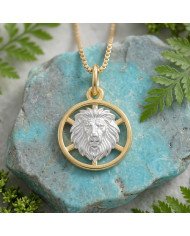 Two Tone Leo Zodiac Pendant | 925 Sterling Silver Astrology Gift