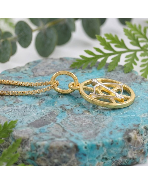 Two Tone Sagittarius Zodiac Pendant | 925 Sterling Silver Astrology Gift