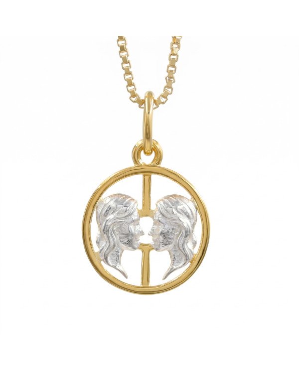 Two Tone Gemini Zodiac Pendant | 925 Sterling Silver Astrology Gift