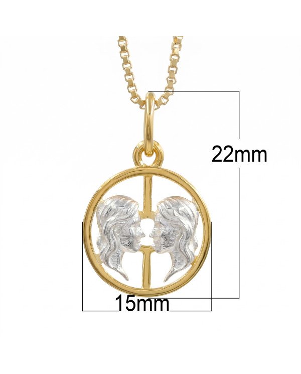 Two Tone Gemini Zodiac Pendant | 925 Sterling Silver Astrology Gift