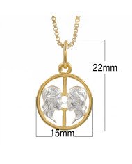 Two Tone Gemini Zodiac Pendant | 925 Sterling Silver Astrology Gift