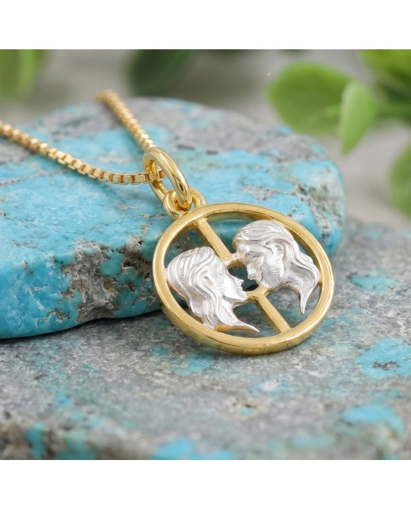 Two Tone Gemini Zodiac Pendant | 925 Sterling Silver Astrology Gift
