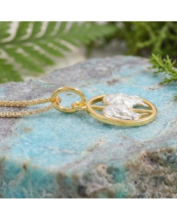 Two Tone Gemini Zodiac Pendant | 925 Sterling Silver Astrology Gift
