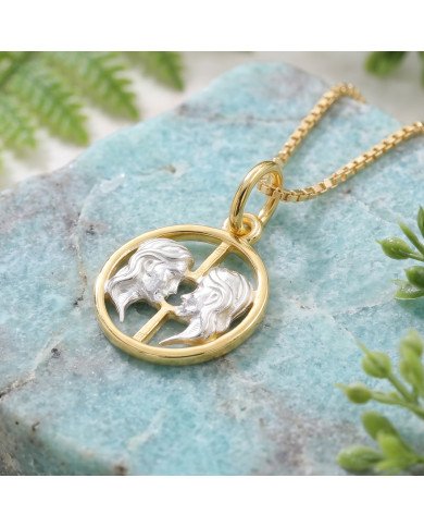 Two Tone Gemini Zodiac Pendant | 925 Sterling Silver Astrology Gift