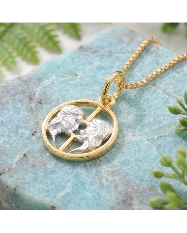 Two Tone Gemini Zodiac Pendant | 925 Sterling Silver Astrology Gift