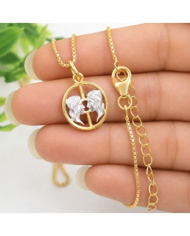 Two Tone Gemini Zodiac Pendant | 925 Sterling Silver Astrology Gift