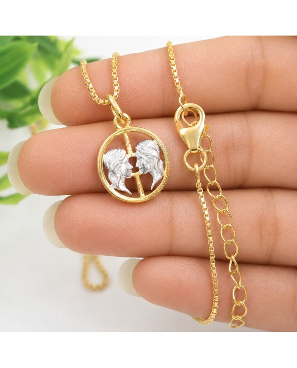 Two Tone Gemini Zodiac Pendant | 925 Sterling Silver Astrology Gift