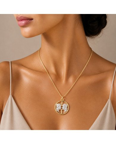Two Tone Gemini Zodiac Pendant | 925 Sterling Silver Astrology Gift
