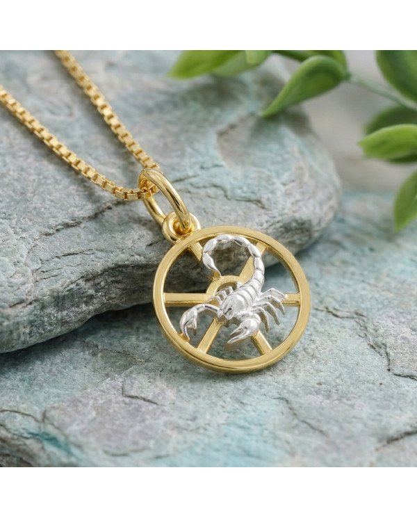 Two Tone Scorpio Zodiac Pendant | 925 Sterling Silver Astrology Gift
