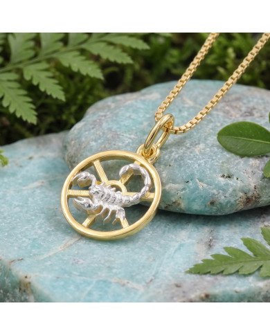 Two Tone Scorpio Zodiac Pendant | 925 Sterling Silver Astrology Gift