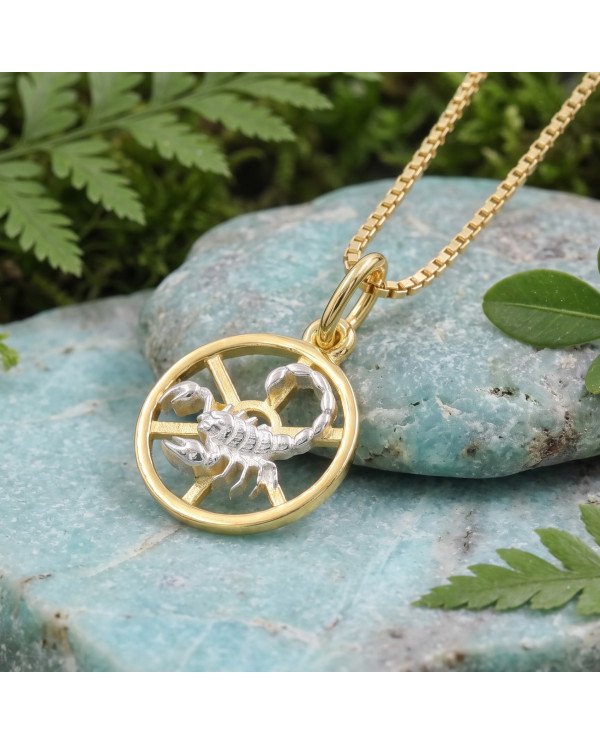 Two Tone Scorpio Zodiac Pendant | 925 Sterling Silver Astrology Gift