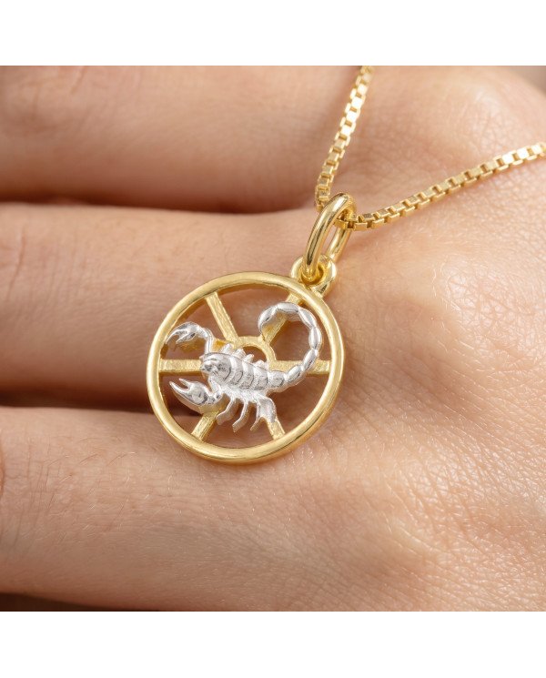 Two Tone Scorpio Zodiac Pendant | 925 Sterling Silver Astrology Gift